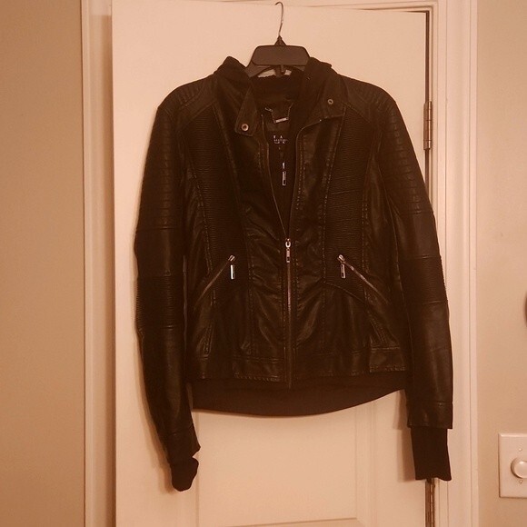 Coalition Black Faux Leather Jacket w/ Second Layer in Jacket (2 Layers) Size L - Picture 1 of 13